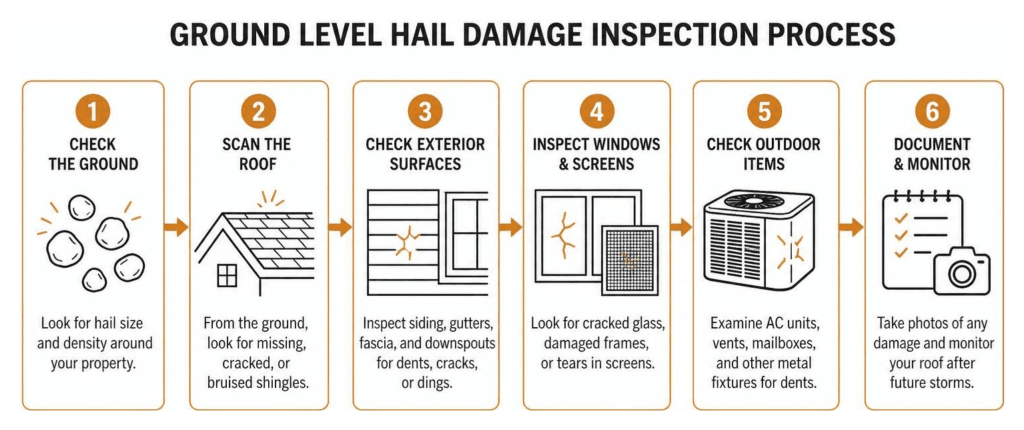 Ground level hail damage inspection process